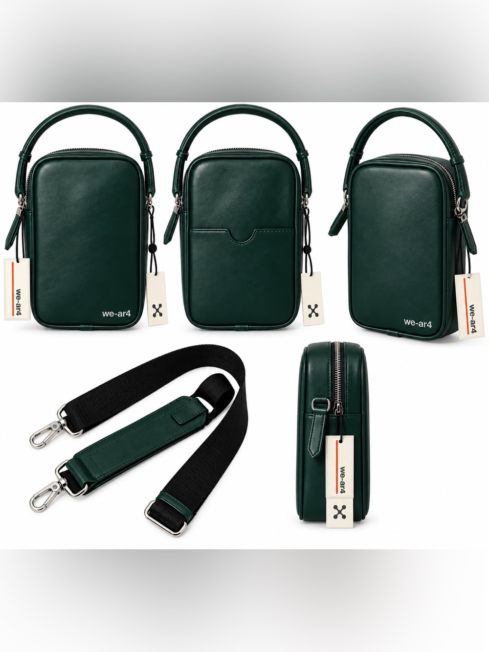Forest Green Leather Mini Crossbody bag